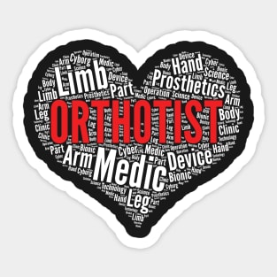 Orthotist Heart Shape Word Cloud Design design Sticker